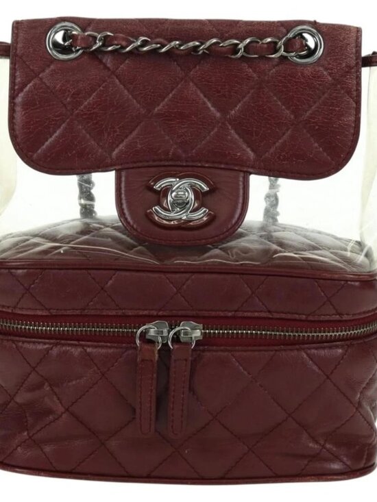 CHANEL Matelasse Chain Backpack Leather Bordeaux Silver CC Auth 172627A main image 4
